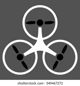 Air Drone vector icon. Style is bicolor flat symbol, black and white colors, rounded angles, gray background.