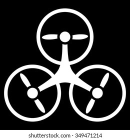 Air Drone vector icon. Style is flat symbol, white color, rounded angles, black background.