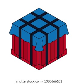 Air drop box from the game PlayerUnknown’s Battlegrounds. PUBG. Isometric container. Battle royal concept. Clean and modern vector illustration for design, web.