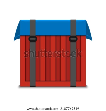 Air drop box. red box supplies drop isolated on white background, vector illustration