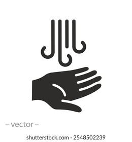 air dryer for hands, hand drying icon, flat vector illustration