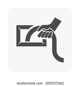 Air Duct Cleaning Icon With Brush Cleaner Tool To Remove Dust Or Mold Inside, Result In Good Airflow And System Efficiency And Good Breathing With Healthy Lungs, Vector Illustration Design Icon.