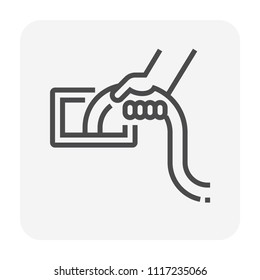 Air duct cleaning icon with brush cleaner tool to remove dust or mold inside, Result in good airflow and system efficiency and good breathing with healthy lungs, Vector design icon 64x64 pixel.