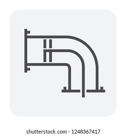 Air duct cleaning icon with brush cleaner tool to remove dust or mold inside, Result in good airflow and system efficiency and good breathing with healthy lungs, Vector illustration design icon.