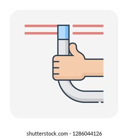 Air duct cleaning tool or cleaner brush tool to remove dust or mold inside, Result in good airflow and system efficiency and good breathing with healthy lungs, Vector illustration design icon.