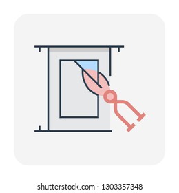 Air duct pipe and cleaning work icon, editable stroke.