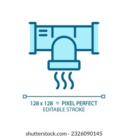 Air duct system light blue icon. Hvac system. House ventilation. Temperature control. Air conditioning. RGB color sign. Simple design. Web symbol. Contour line. Flat illustration. Isolated object