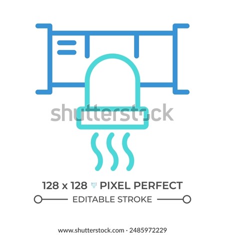 Air duct system two color line icon. Hvac system. House ventilation. Temperature control. Commercial building bicolor outline symbol. Duotone linear pictogram. Isolated illustration. Editable stroke