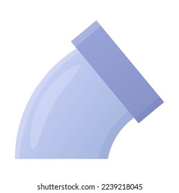 Air duct system. Vector illustration of semi turn vent pipe. Cartoon duct work for air conditioning, cooling and cleaning isolated on white. Ventilation concept