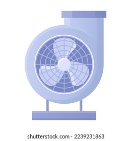 Air duct system. Vector illustration of fan with propeller and blades. Cartoon duct work for air conditioning, cooling and cleaning isolated on white. Ventilation concept