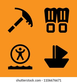 air, elastic, zorbing and ice axe icons set. Vector illustration for web and design
