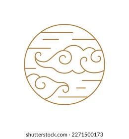 Air element of nature thin line symbol set. Nature energy abstract golden sign design vector illustration on white background