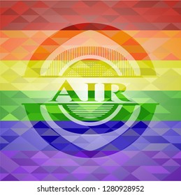Air emblem on mosaic background with the colors of the LGBT flag