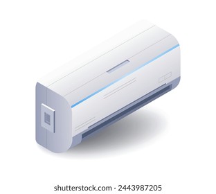 Air entering the air conditioner of a flat house isometric 3d illustration