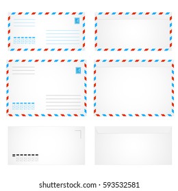 Air envelope of the letter. Set realistic vector illustration. mock-up empty envelope for your projects.