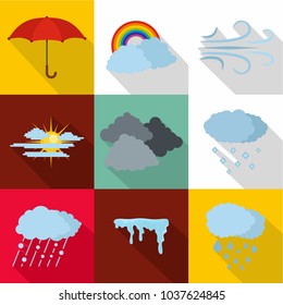 Air environment icons set. flat set of 9 air environment vector icons for web isolated on white background