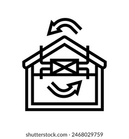 air exchange ventilation line icon vector. air exchange ventilation sign. isolated contour symbol black illustration