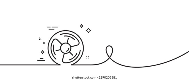 Air fan line icon. Continuous one line with curl. Wind turbine energy sign. Ventilation rotor symbol. Air fan single outline ribbon. Loop curve pattern. Vector