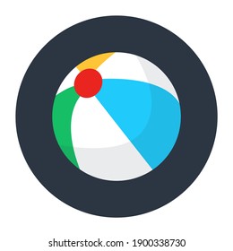 
An air filled beach ball, flat rounded icon