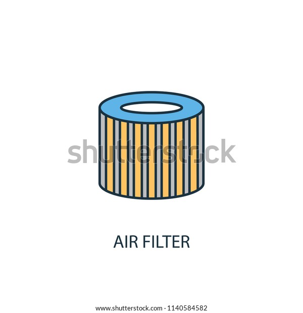 air filter concept 2 colored line icon.\
Simple yellow and blue element illustration. air filter concept\
outline symbol design from Car service\
set