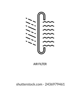 Icono de línea de concepto de filtro de aire. Ilustración simple del elemento. diseño del símbolo del esquema del concepto del filtro de aire.