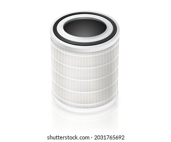 Air filter cylindrical spare parts isolated on white background.
for cars, air purifiers, air conditioners. Realistic vector file.