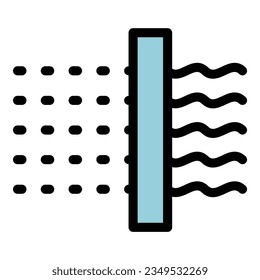 Vector de contorno de ícono seco del filtro de aire. Polvo limpio. Color plano de la ecología de flujo