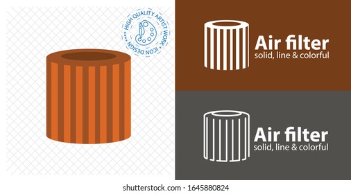 icono plano del filtro de aire. icono de línea