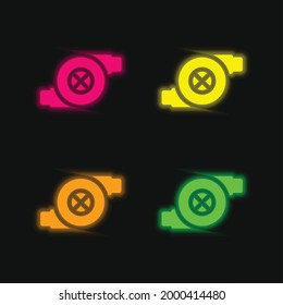 Air Filter four color glowing neon vector icon