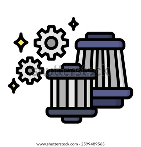Air Filter Icon in Flat Color Style With Outline. Simple Flat Icon Vector. Simple Vector Design