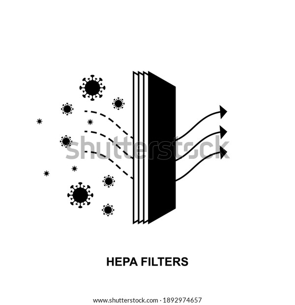 Air filter icon. Hepa filtration\
symbol, dust filter sign, purifier silhouette, dust and pollen\
protect vector graphic element, cleanroom\
pictogram