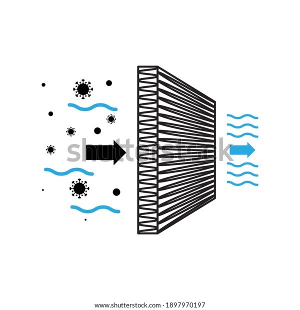 Air filter icon. Hepa filtration\
symbol, dust filter sign, purifier silhouette, dust and pollen\
protect vector graphic element, cleanroom\
pictogram