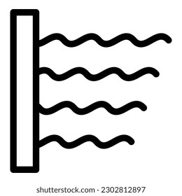 Vector de contorno del icono del filtro de aire. Polvo limpio. Flujo de viento