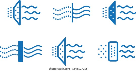 Air filter icon set. Solid Particle Filter. Trend style. Vector stock