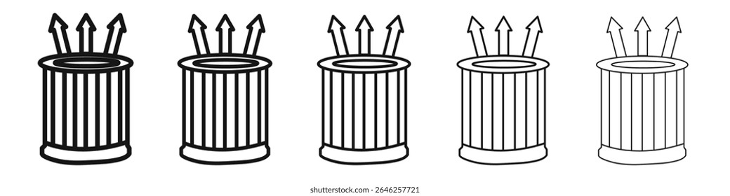 Air filter icon vector outline set illustration sign