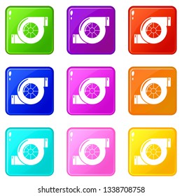Air filter icons set 9 color collection isolated on white for any design