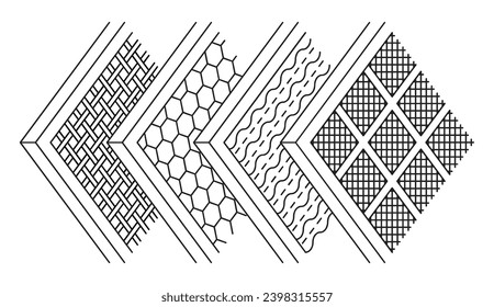 Capas de filtro de aire - Inoxidable, Carbono, HEPA, Carbón. Pictogramas para envasado en línea delgada