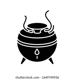 Air filter, modern device black glyph icon. Humidifying appliance, aroma oil diffuser, air purifier, climate regulating equipment. Silhouette symbol on white space. Vector isolated illustration