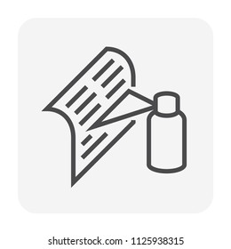 Air filter part of air conditioning HVAC systems. Cleaning by cleaner foam spray to improve quality, remove dust caused of asthma and reduced air flow and loss of filtration efficiency. Vector icon.