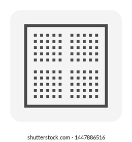 Air filter part of air conditioning HVAC systems with clean condition result in good airflow and system efficiency. Also dust free result in good health and far away from asthma. Vector icon design.