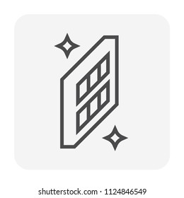 Air filter vector icon with hepa layer, fabric or paper for air purifier, cleaner or air conditioner. New, clean and free from dust, particle, bacteria, virus. High efficiency to filtration. 64x64 px.