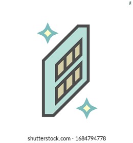 Air filter vector icon with hepa layer, fabric or paper for air purifier, cleaner or air conditioner. New, clean and free from dust, particle, bacteria, virus. High efficiency to filtration. 64x64 px.