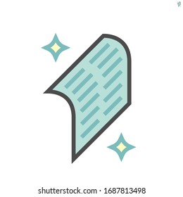 Air filter vector icon with hepa layer, fabric or paper for air purifier, cleaner or air conditioner. New, clean and free from dust, particle, bacteria, virus. High efficiency to filtration. 64x64 px.