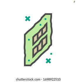 Air filter vector icon. Part of air purifier or air conditioner. Old, dirty with dirt, dust, mold, pollen, pollution, particle, bacteria, virus. Need service, cleaning, washing or replace. 64x64 px.