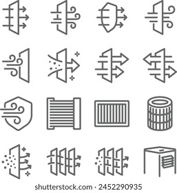 Air Filter Vector Line Icons. Contains such Icons as Purifier, PM 2.5, Pollution and more. Editable Stroke.