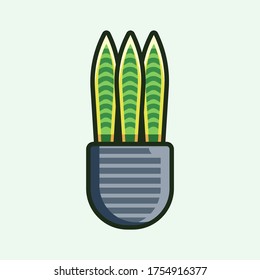 Air filtering and purifying plants including Snake plant and Sansevieria cylindrical. Humidifier houseplant. Vector Illustration