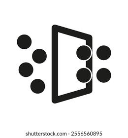 Air filtration symbol. Particles passing through filter. Abstract vector design. Minimalist filtration icon.