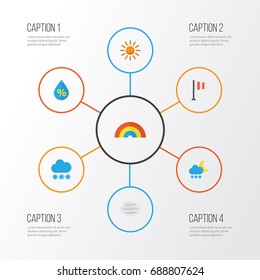Air Flat Icons Set. Collection Of Bow, Banner, Snow And Other Elements. Also Includes Symbols Such As Frosty, Sun, Windy.