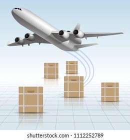 Air flight concept design, vector drawing of large cargo airplane.