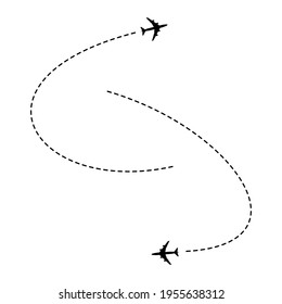 Icono del vector del vuelo aéreo. signo de ilustración de ruta. símbolo de boletos aéreos. logotipo de viaje o marca.